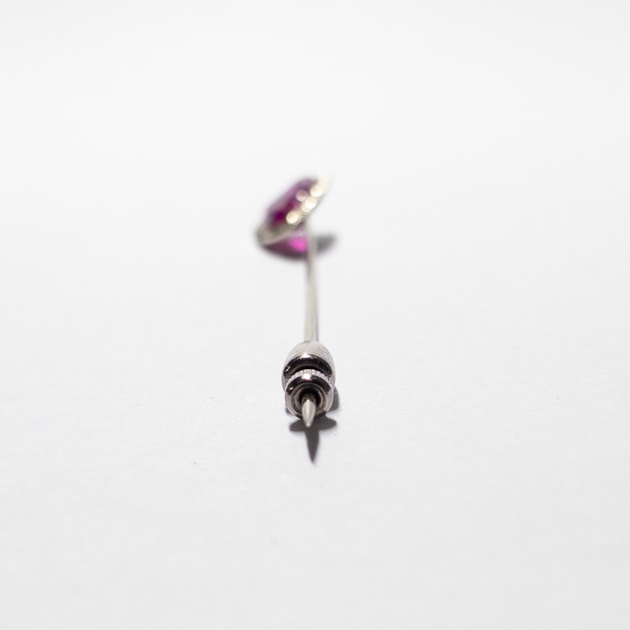 14K White Gold and Pink Stone Stick Pin