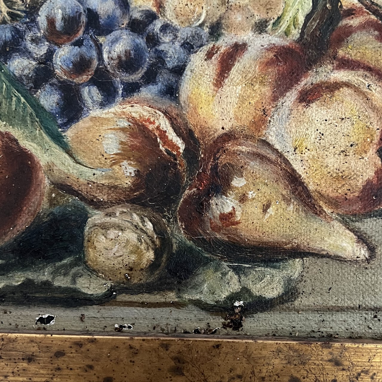 Still Life with Fruit Signed Antique Oil Painting