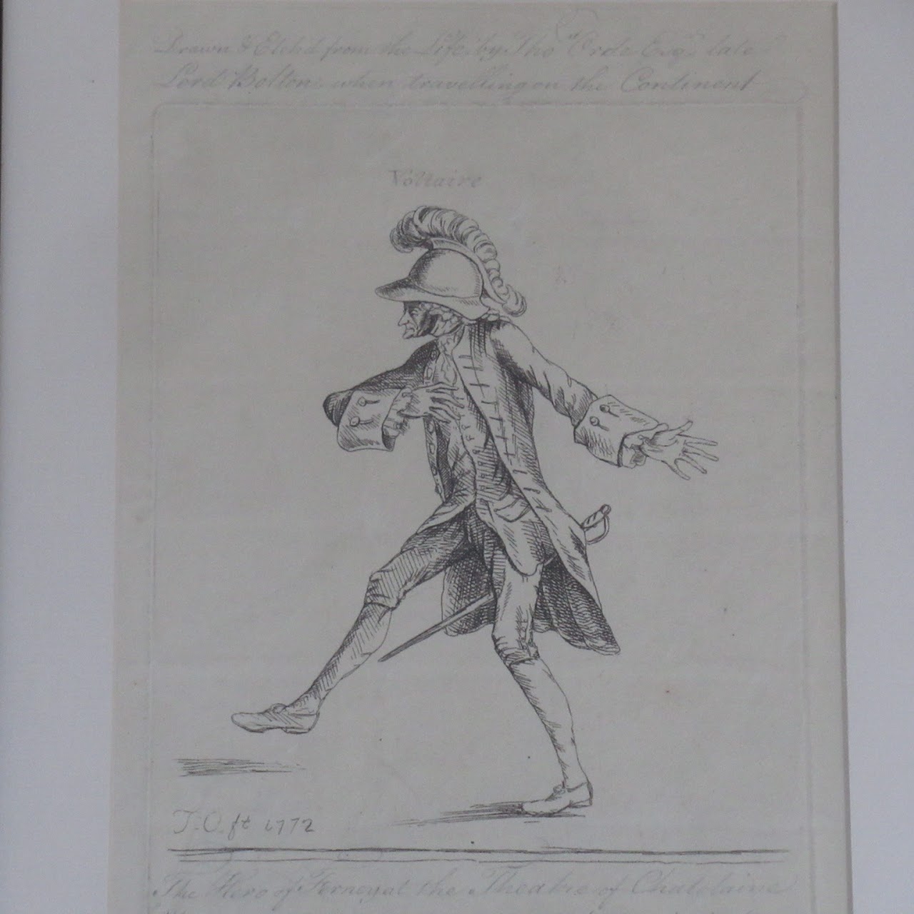 'Voltaire playing Lusignan in Zaïre' Etching