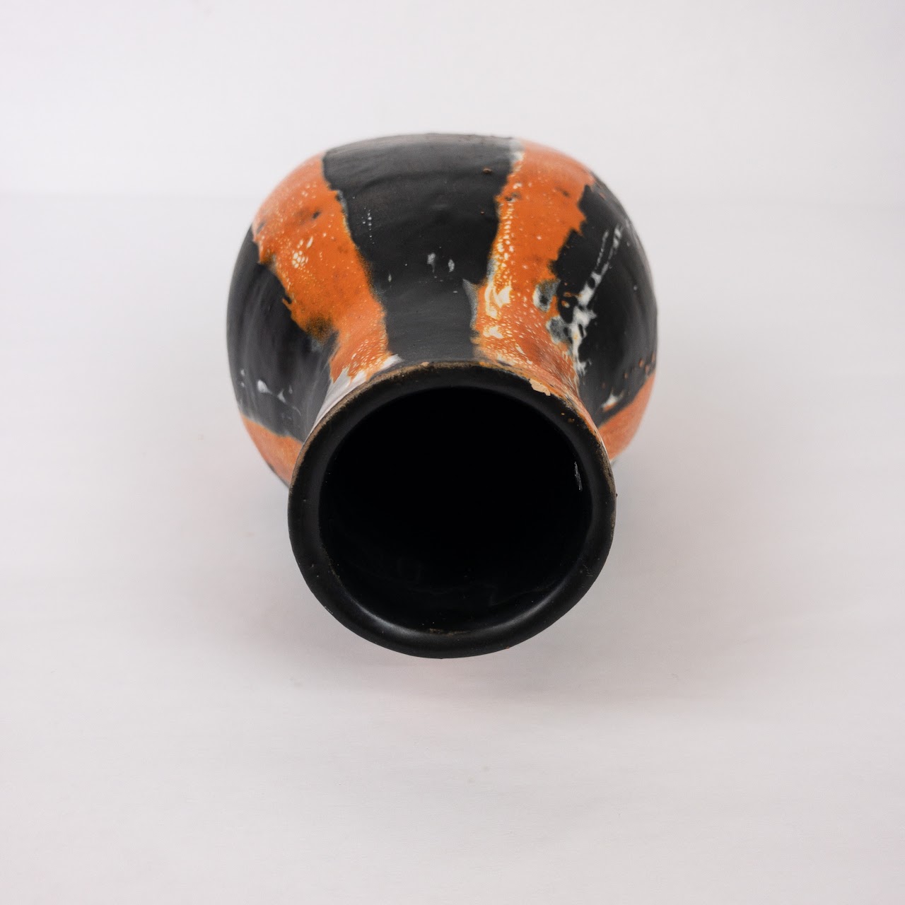 Orange & Black Striped Ceramic Vase