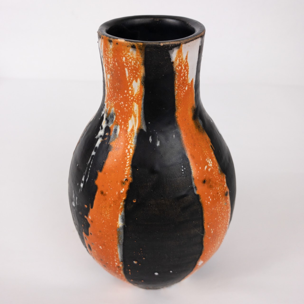 Orange & Black Striped Ceramic Vase