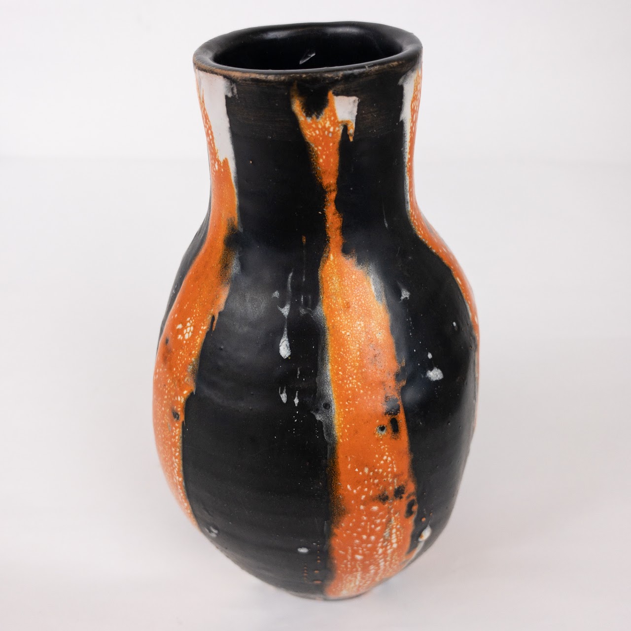 Orange & Black Striped Ceramic Vase