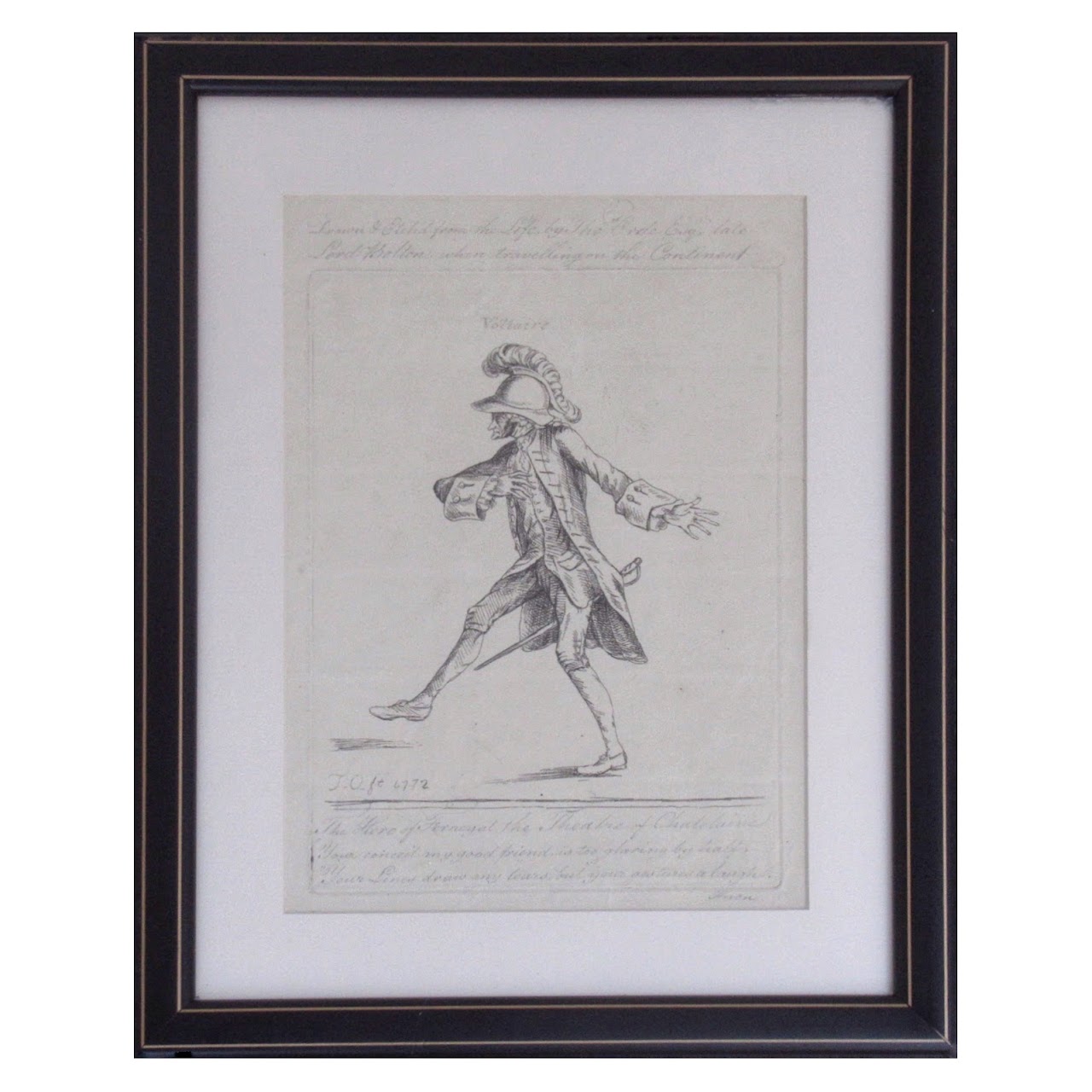 'Voltaire playing Lusignan in Zaïre' Etching