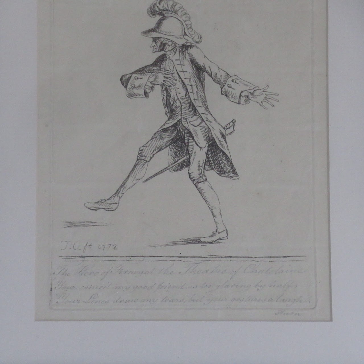 'Voltaire playing Lusignan in Zaïre' Etching