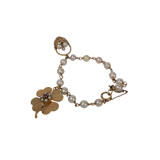 14K Gold & Pearl Charm Bracelet