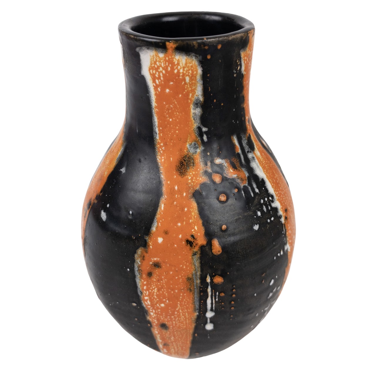 Orange & Black Striped Ceramic Vase