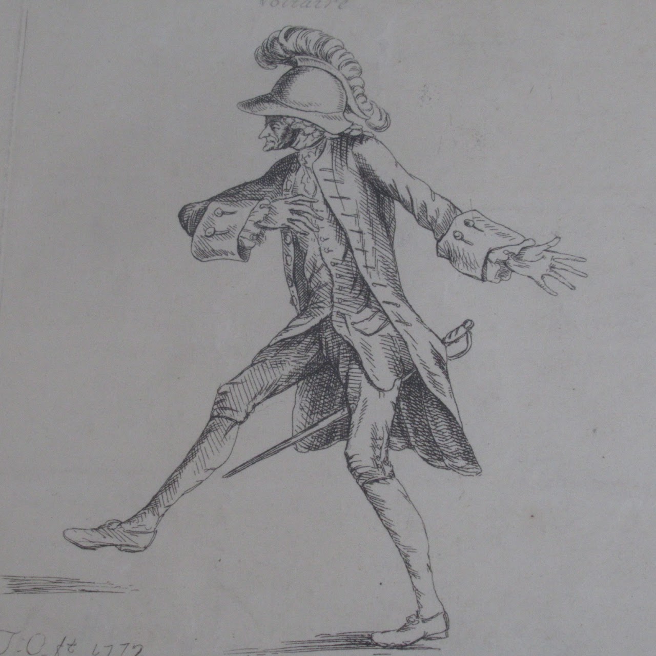 'Voltaire playing Lusignan in Zaïre' Etching