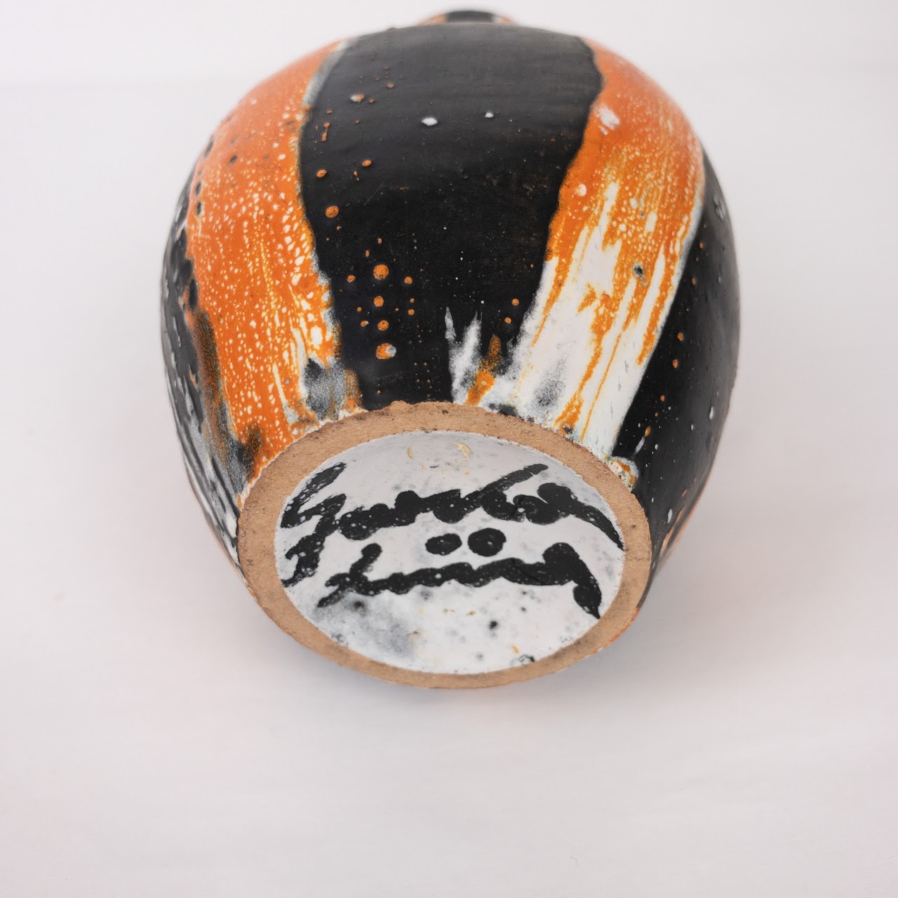 Orange & Black Striped Ceramic Vase