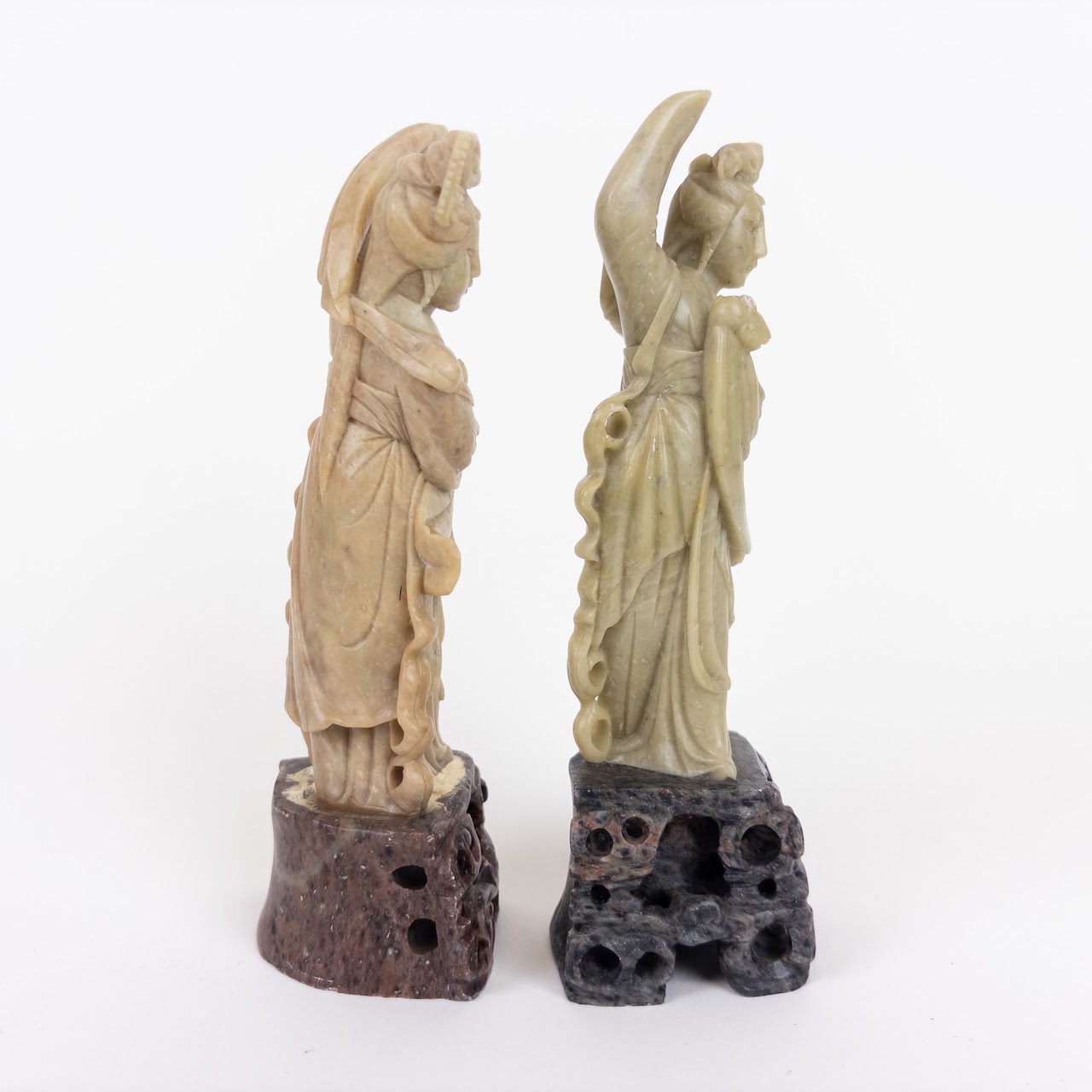 Chinese Carved Soap Stone Figurine Pair