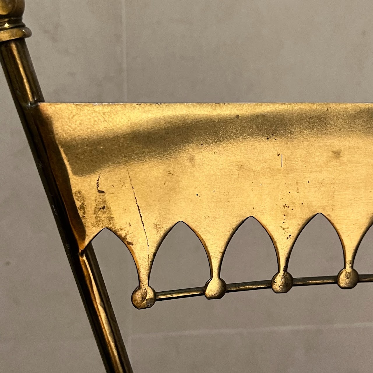 Mid-Century Brass Crown Counter Stool Pair