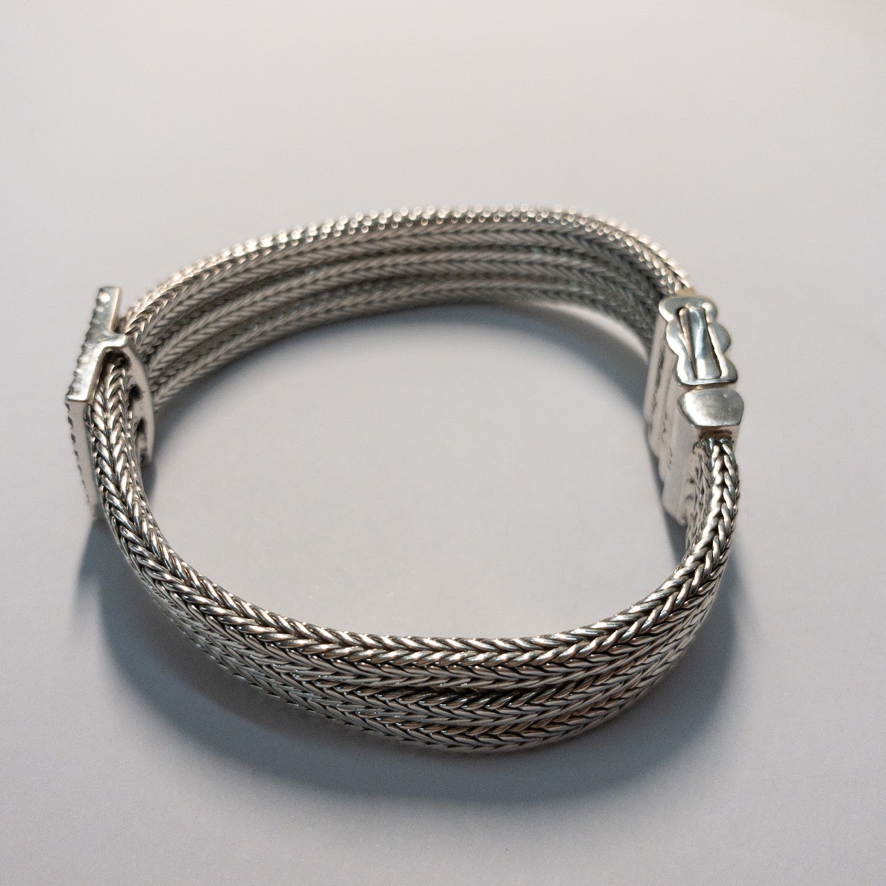 Phillip Gavriel Sterling Silver And Black Sapphire Royal Chain Three Strand Bracelet