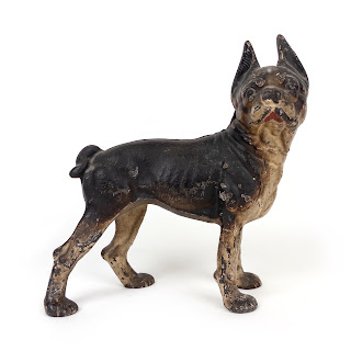 Vintage Cast Iron Boston Terrier Statue