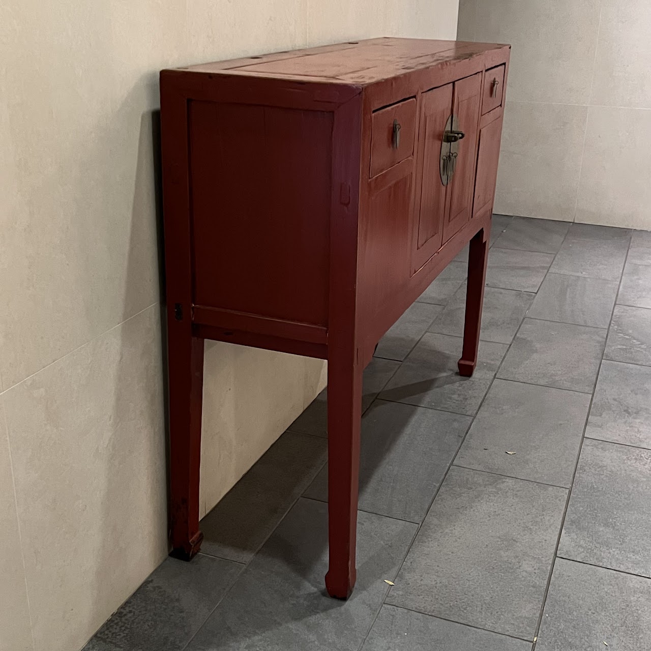 Chinese Red Lacquered Quilt Cabinet
