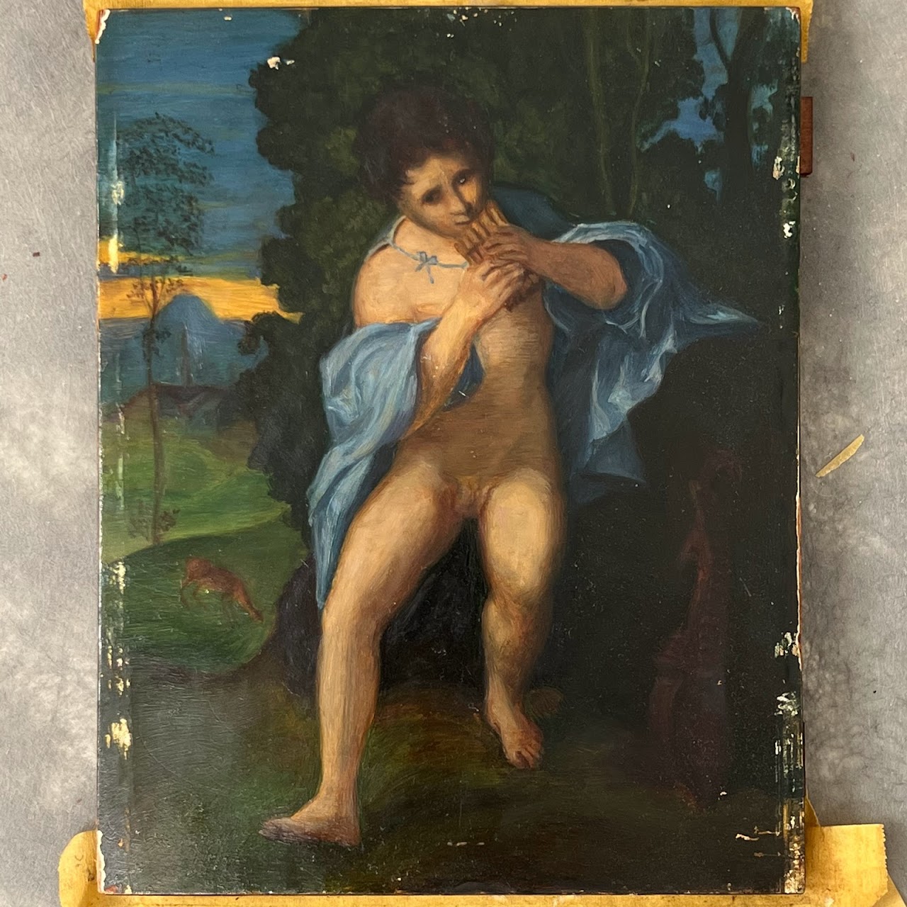 'Young Faunus Playing the Syrinx' Oil Painting After Palma Vecchio