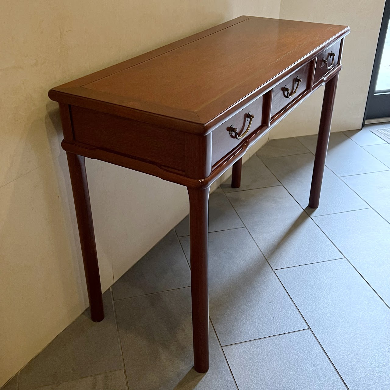 Qing Dynasty Chinese Elm Three Drawer Writing Desk