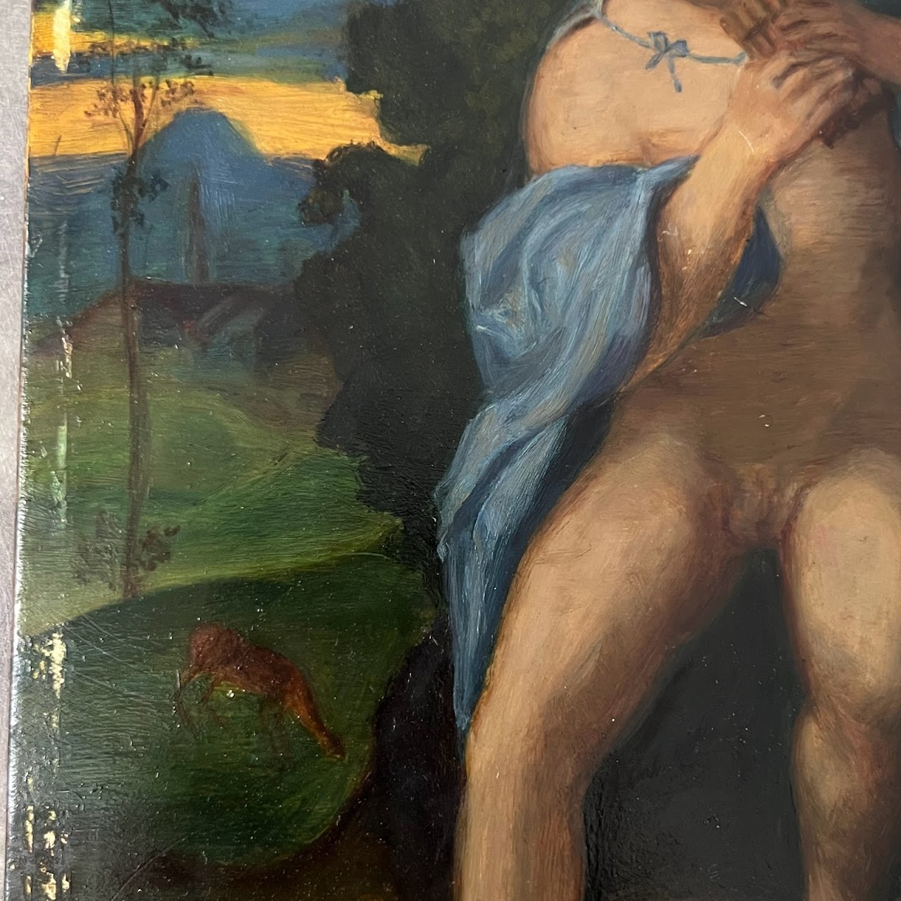 'Young Faunus Playing the Syrinx' Oil Painting After Palma Vecchio