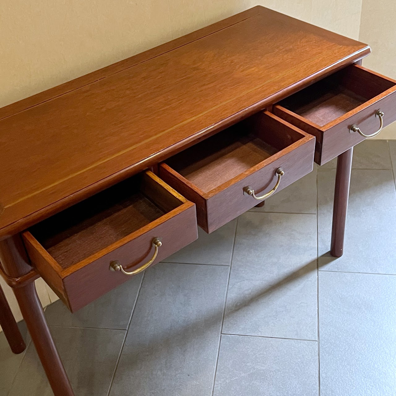 Qing Dynasty Chinese Elm Three Drawer Writing Desk