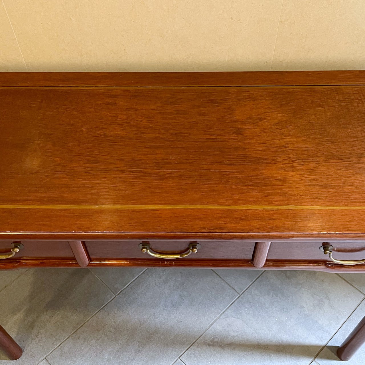 Qing Dynasty Chinese Elm Three Drawer Writing Desk