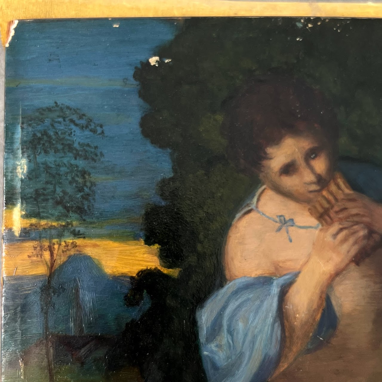 'Young Faunus Playing the Syrinx' Oil Painting After Palma Vecchio