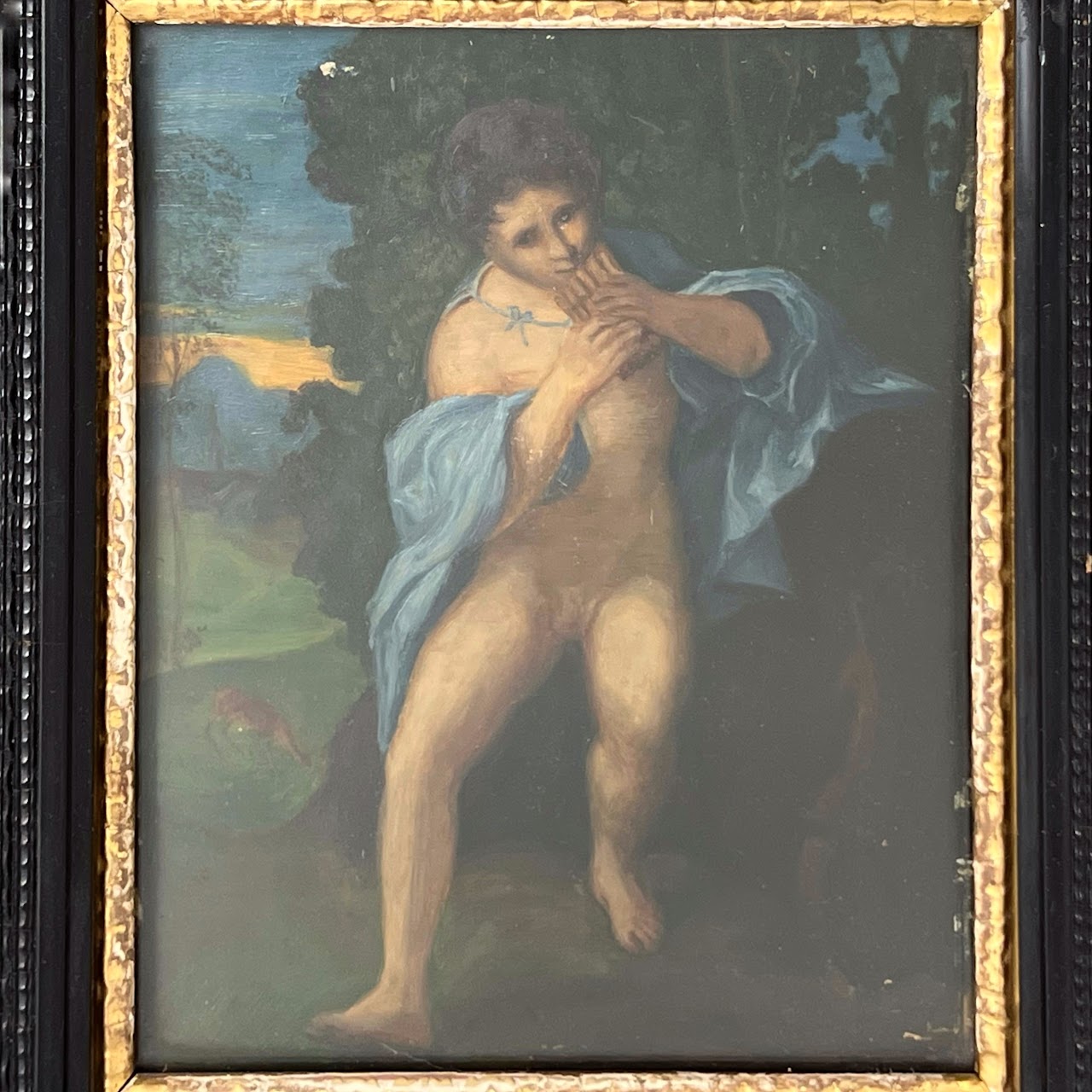 'Young Faunus Playing the Syrinx' Oil Painting After Palma Vecchio