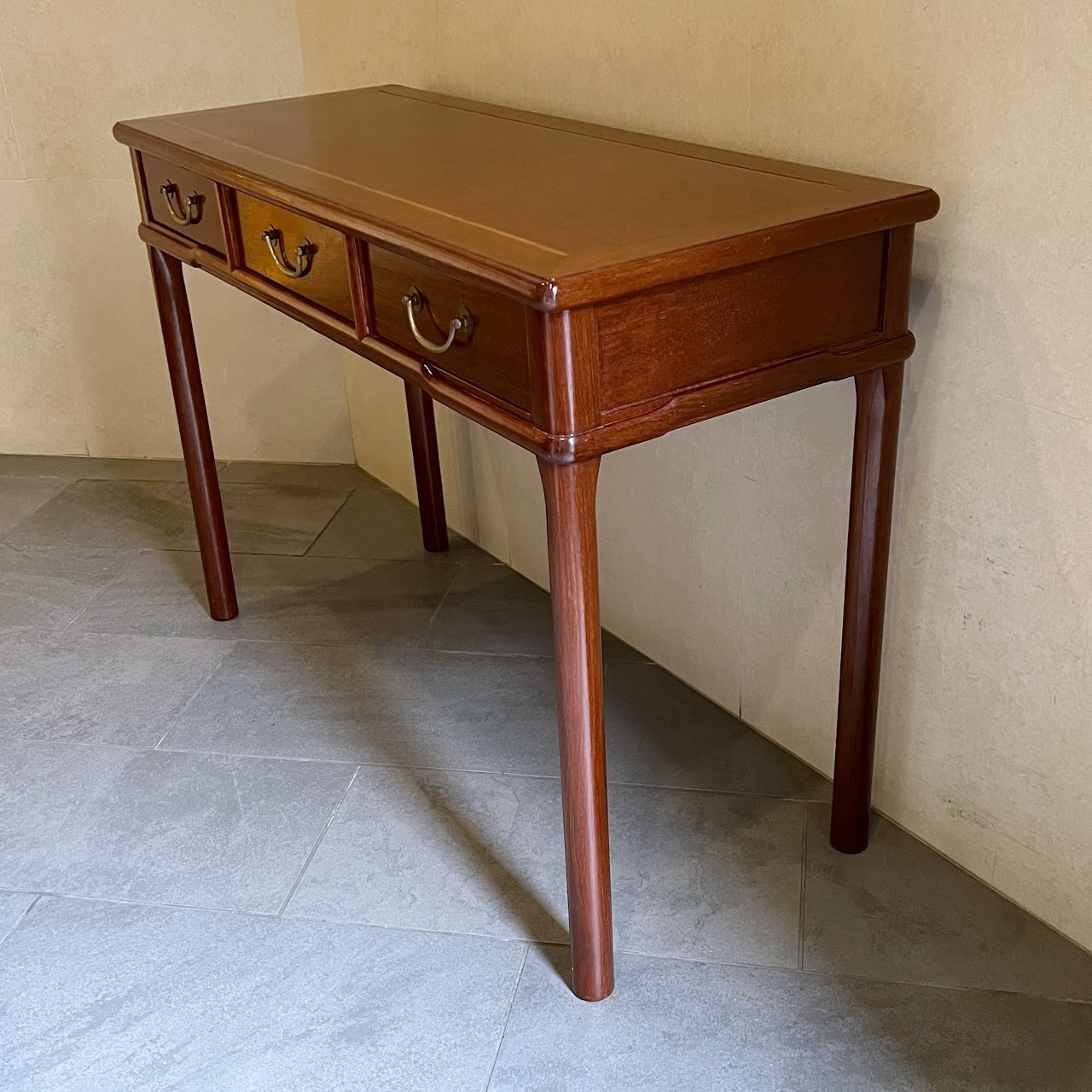 Qing Dynasty Chinese Elm Three Drawer Writing Desk