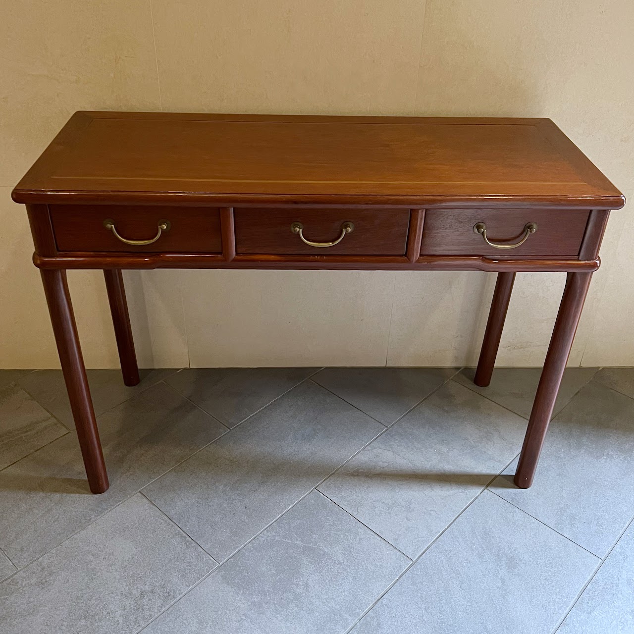 Qing Dynasty Chinese Elm Three Drawer Writing Desk