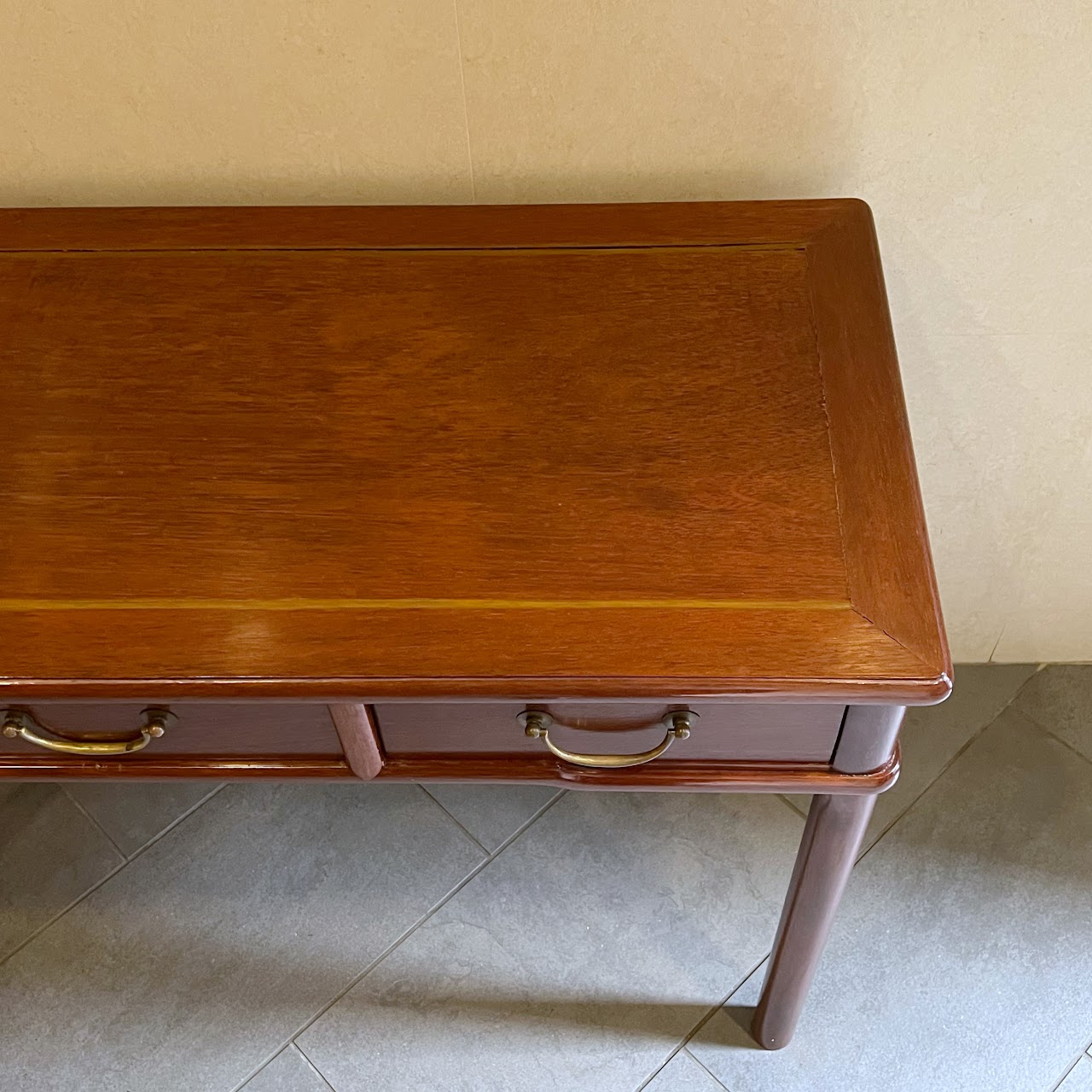 Qing Dynasty Chinese Elm Three Drawer Writing Desk