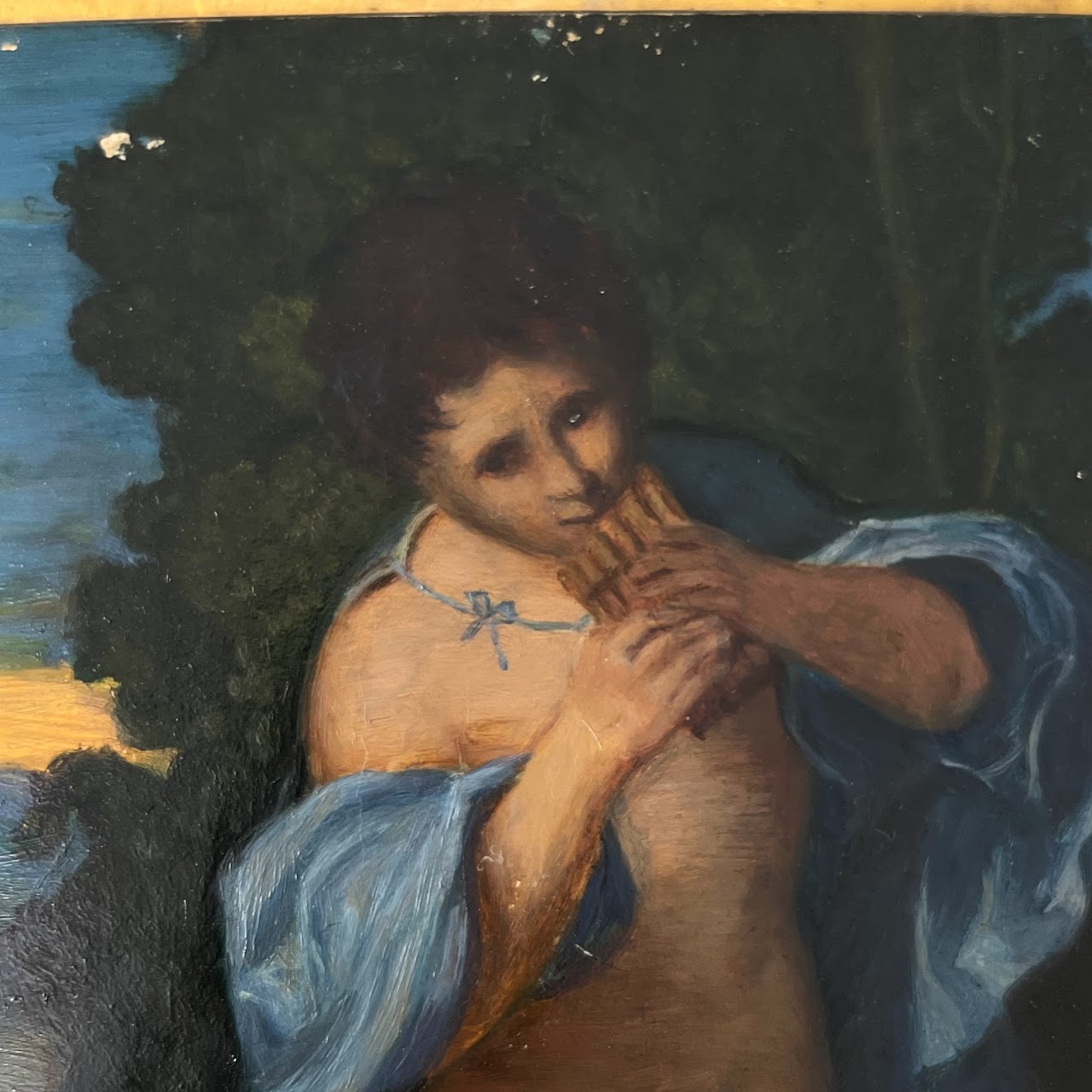 'Young Faunus Playing the Syrinx' Oil Painting After Palma Vecchio