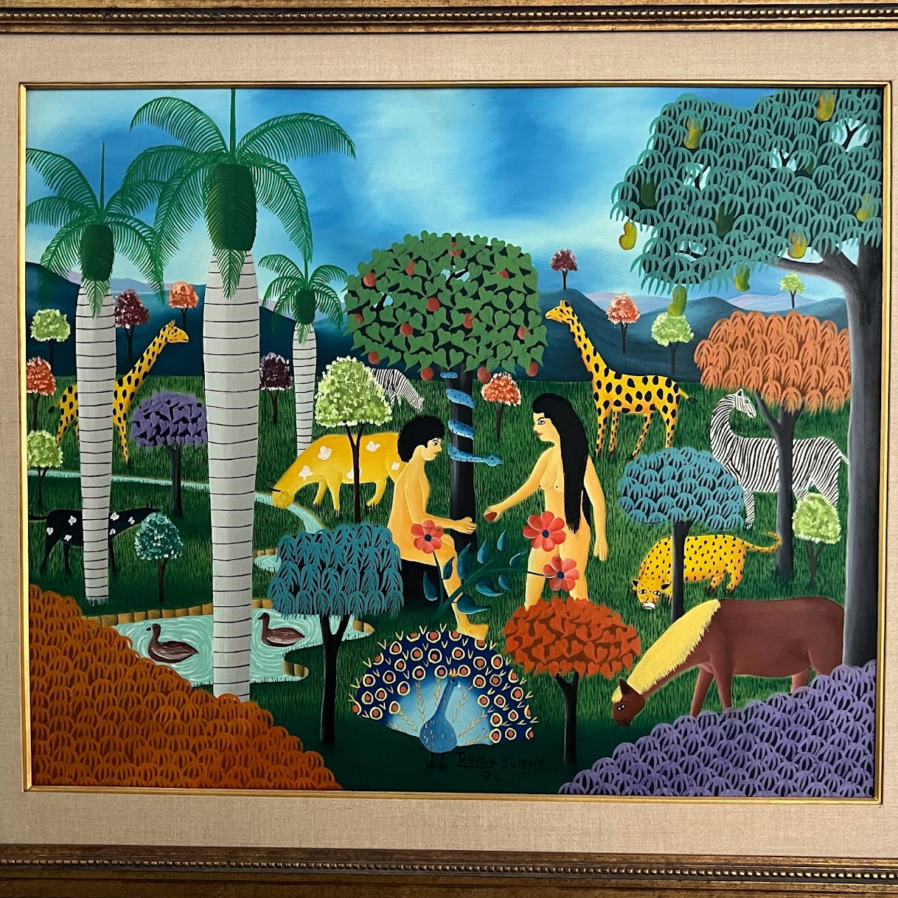 Rémy Surpris Signed Garden of Eden Painting, 1974