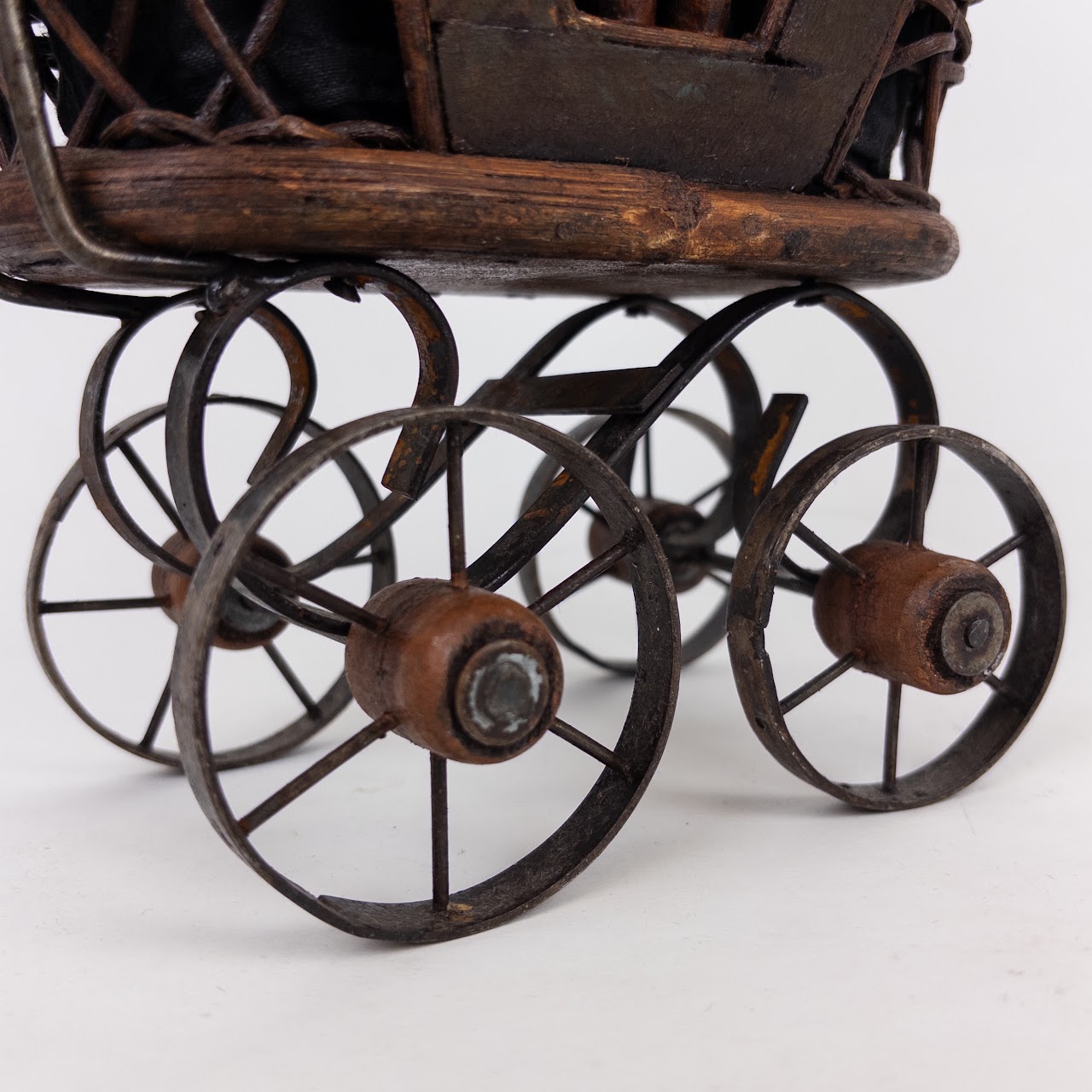 Vintage Wood & Wicker Doll Carriage