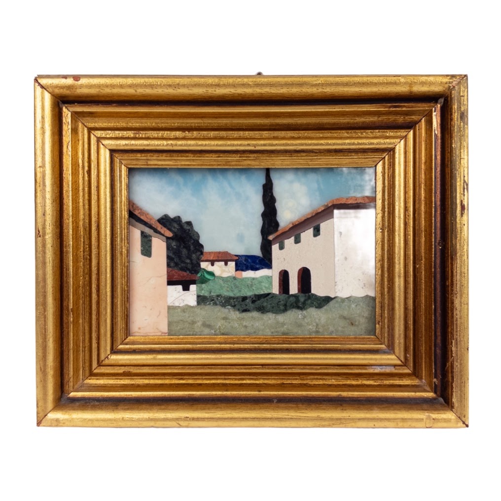 Italian Vintage Stone Mosaic Miniature Townscape