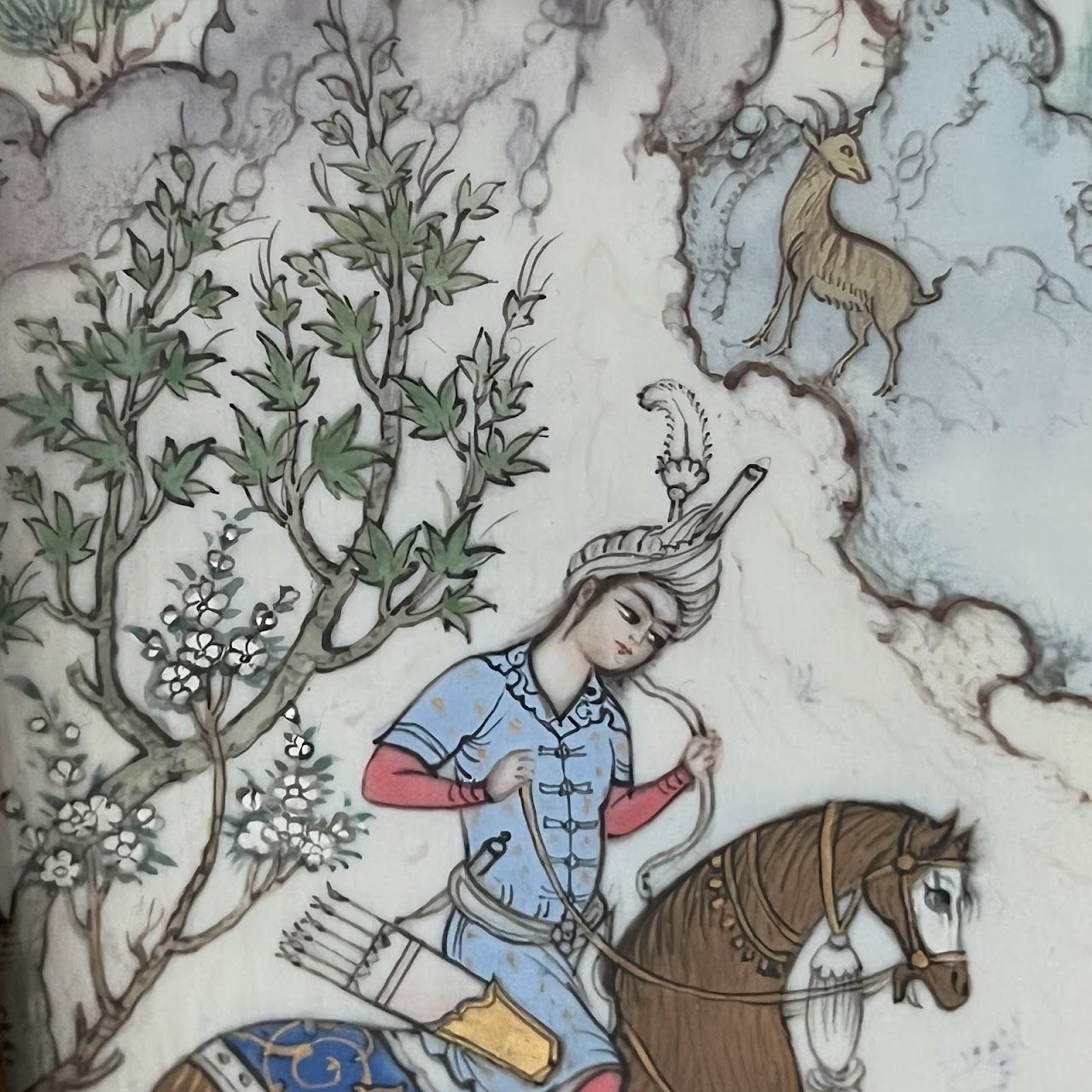 Persian Hunt Scene Illuminated Miniature Painting