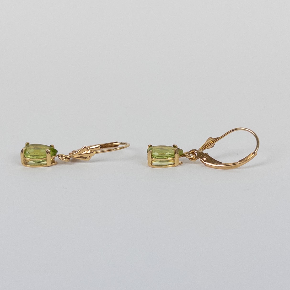 14K Gold Peridot Drop Earrings