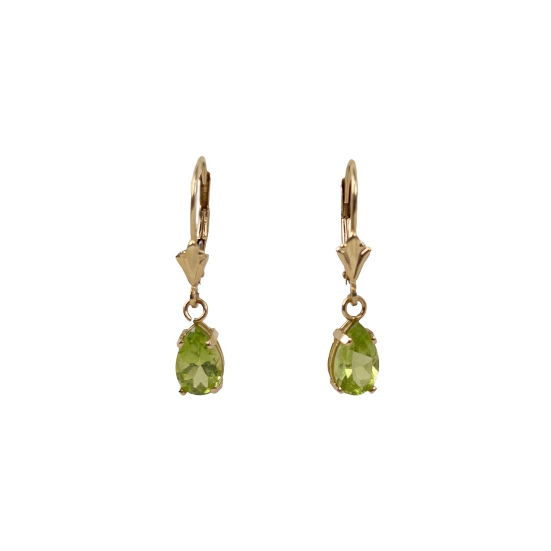 14K Gold Peridot Drop Earrings