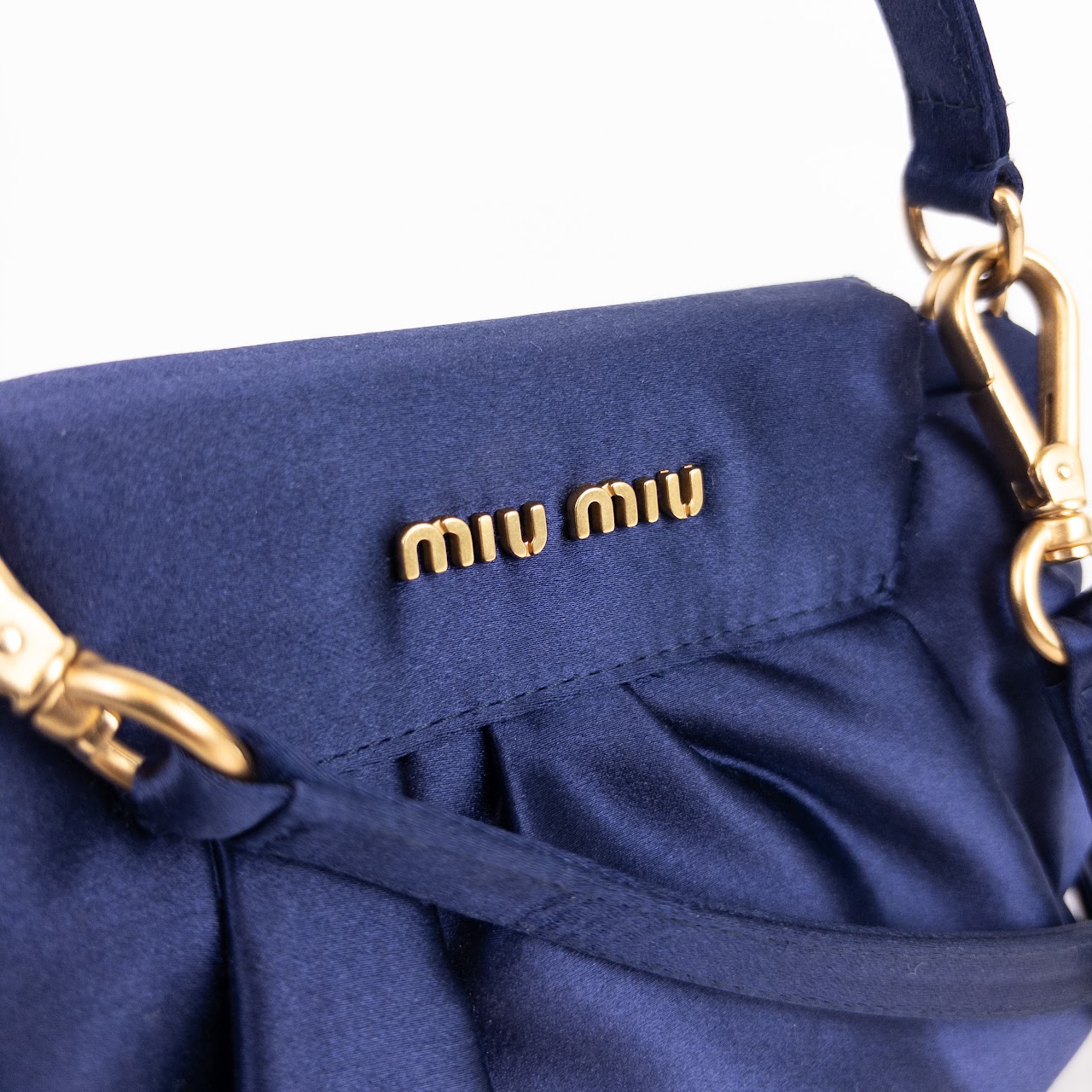 Miu Miu Pleated Satin Frame-Top Shoulder Bag