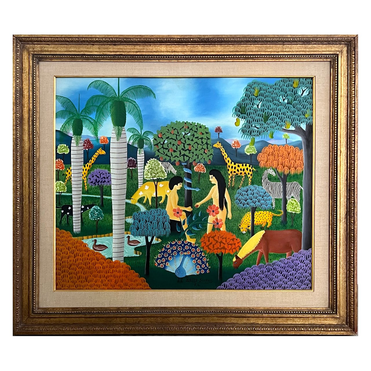 Rémy Surpris Signed Garden of Eden Painting, 1974