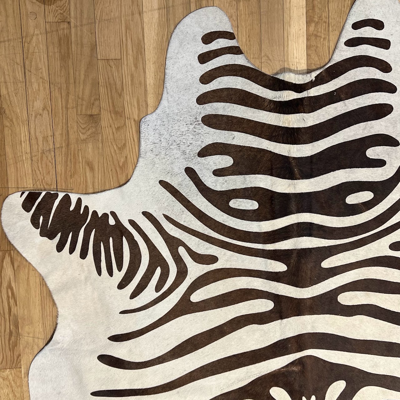 Zebra Pattern Cowhide Area Rug