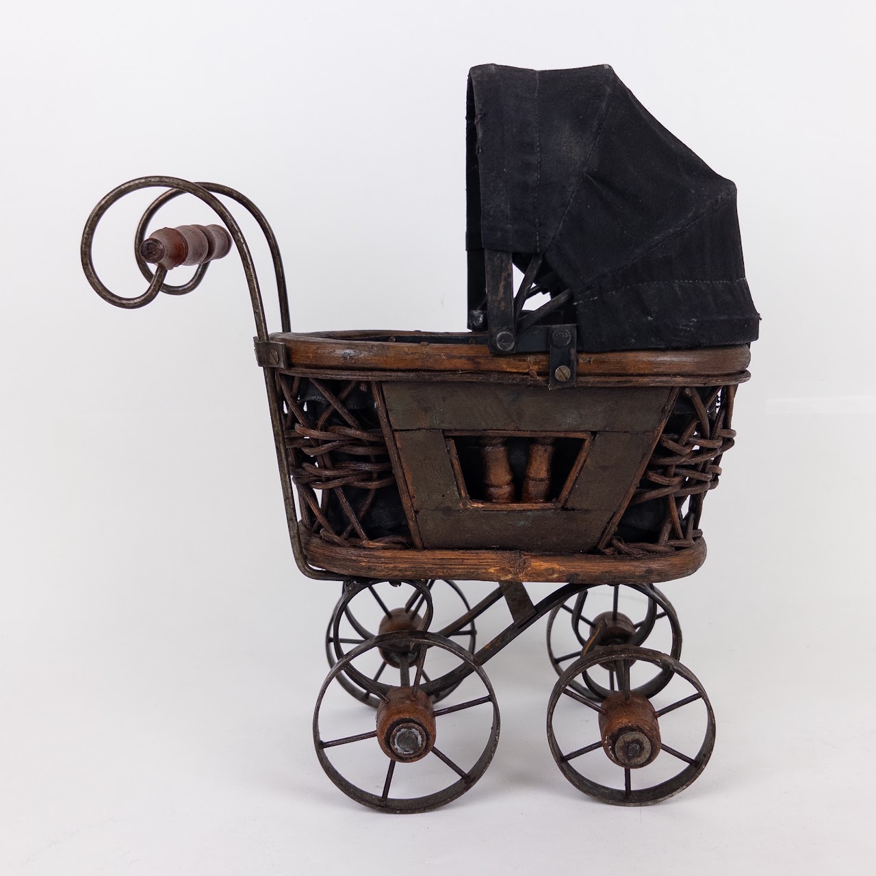 Vintage Wood & Wicker Doll Carriage