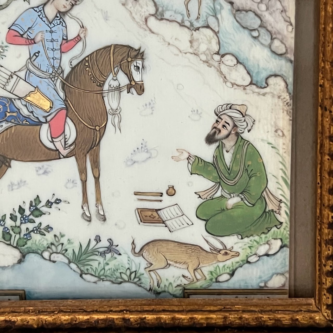 Persian Hunt Scene Illuminated Miniature Painting