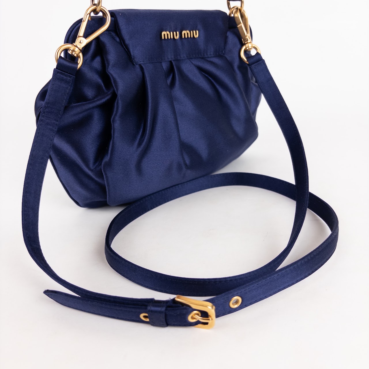 Miu Miu Pleated Satin Frame-Top Shoulder Bag