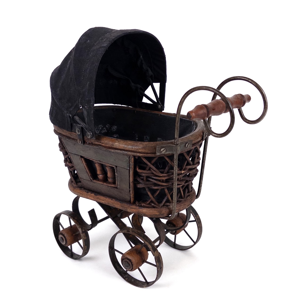 Vintage Wood & Wicker Doll Carriage