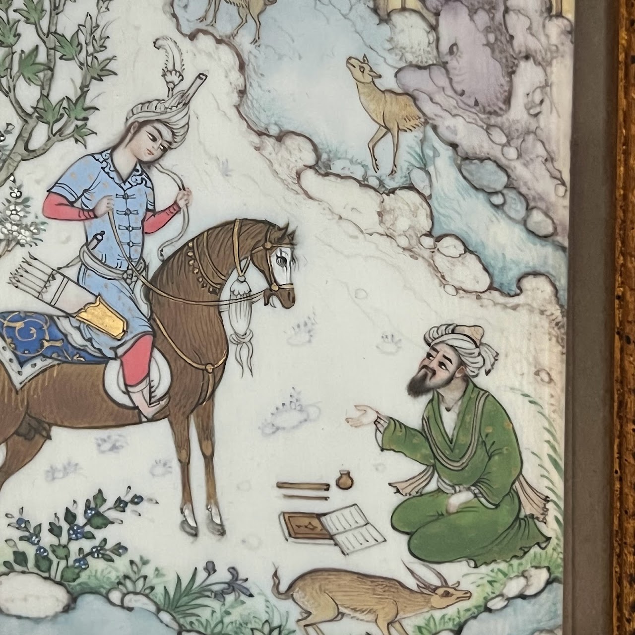 Persian Hunt Scene Illuminated Miniature Painting