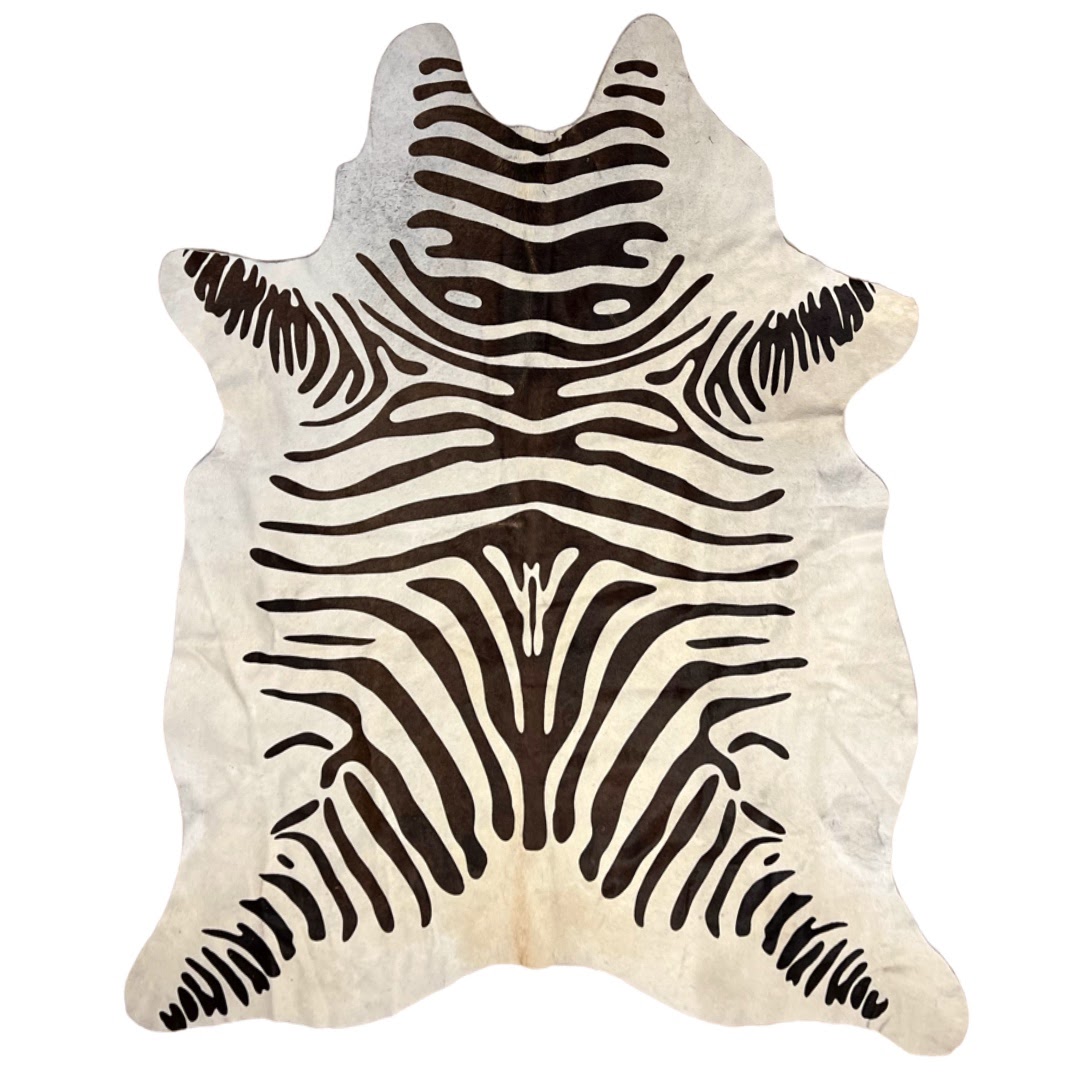 Zebra Pattern Cowhide Area Rug