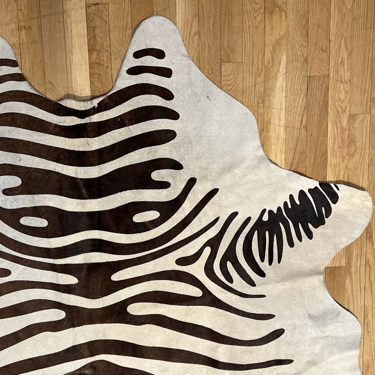 Zebra Pattern Cowhide Area Rug