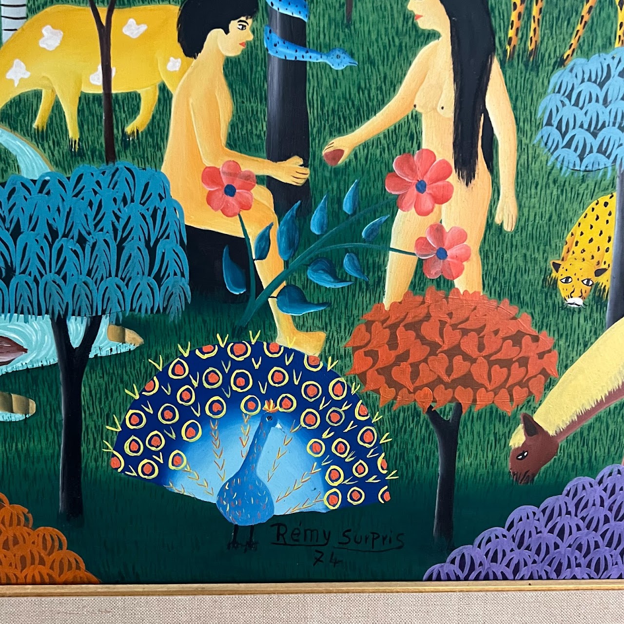 Rémy Surpris Signed Garden of Eden Painting, 1974