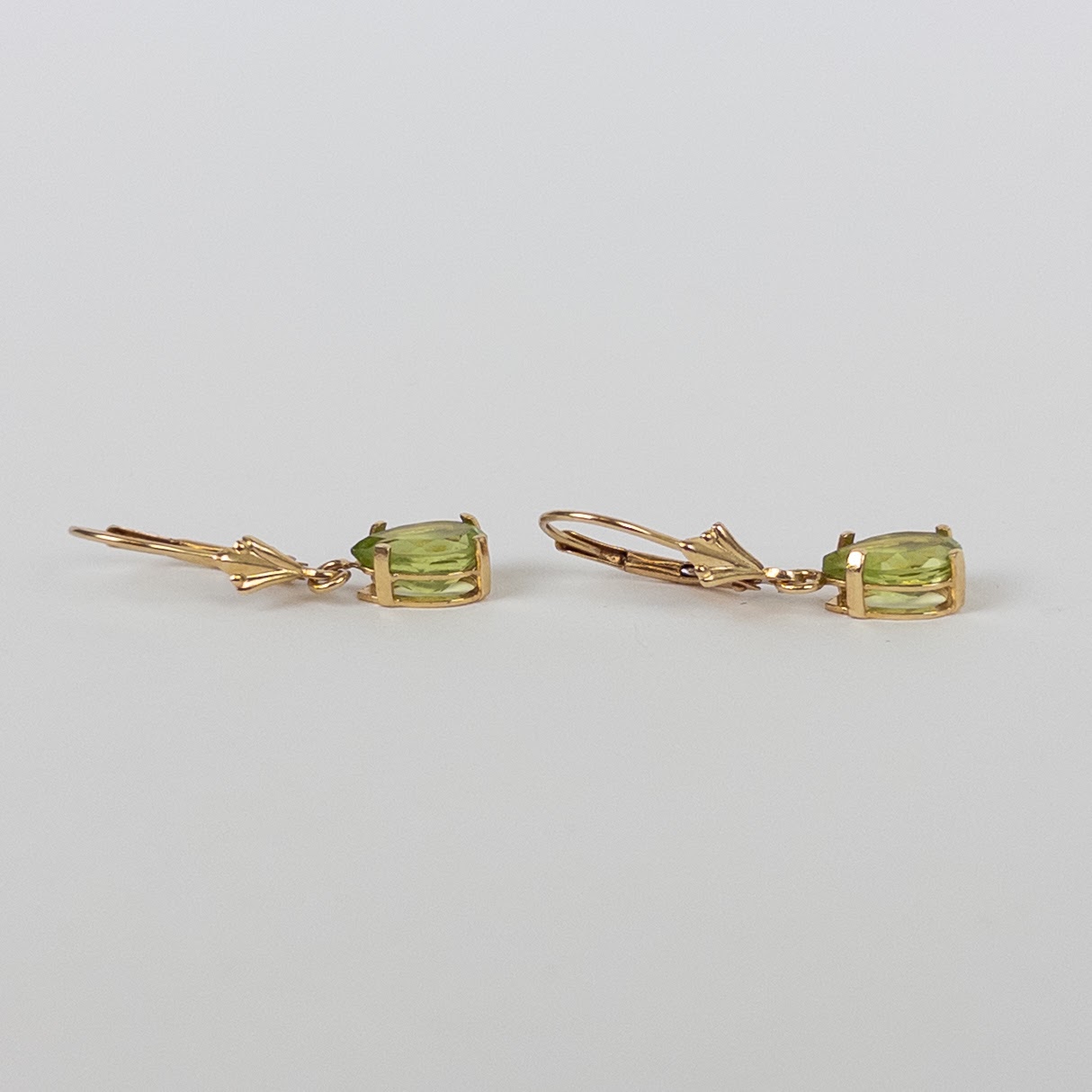 14K Gold Peridot Drop Earrings