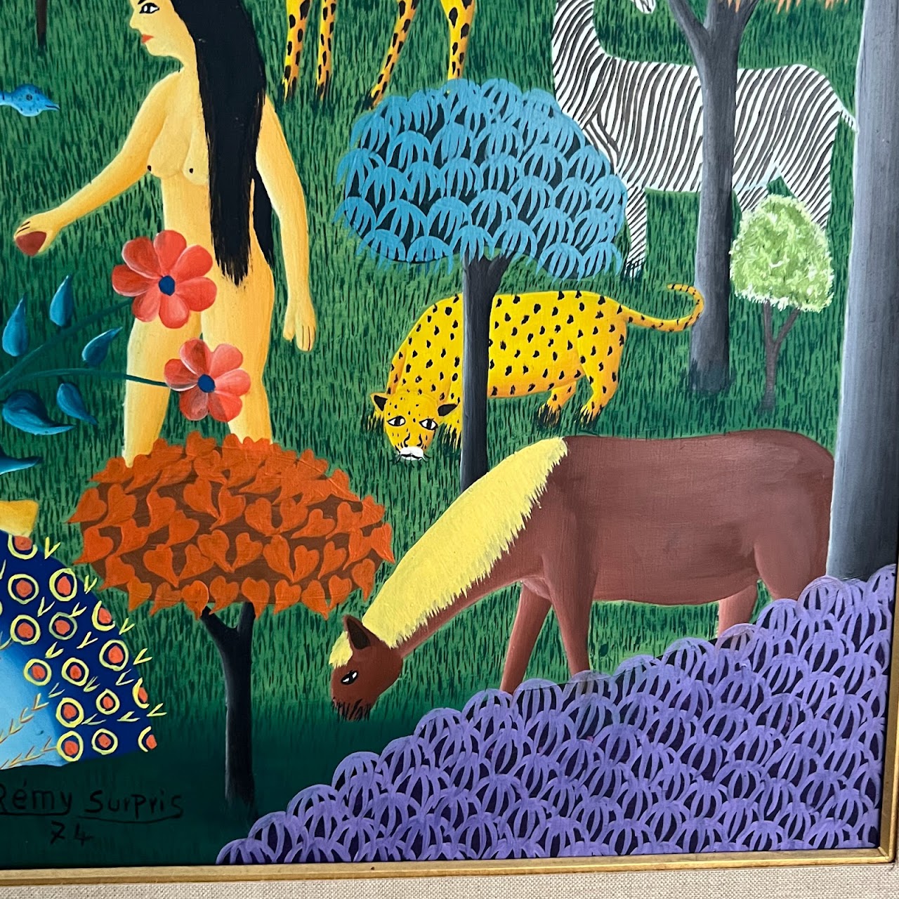 Rémy Surpris Signed Garden of Eden Painting, 1974