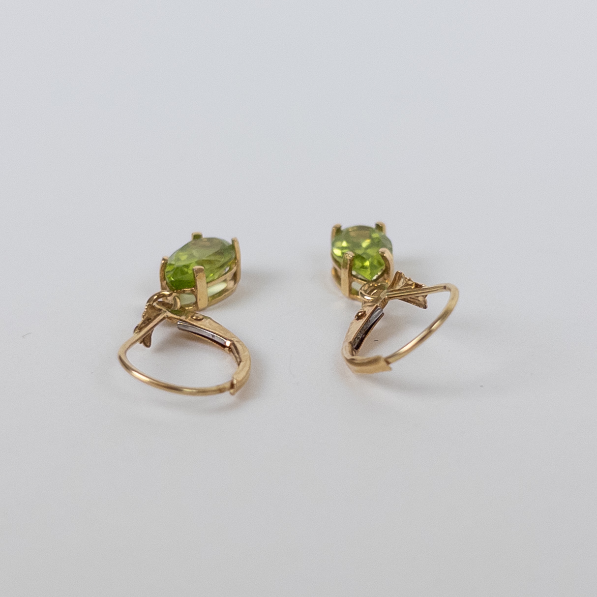 14K Gold Peridot Drop Earrings