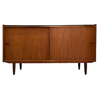 Jydsk Møbelindustri 1960s Danish Modern Teak and Black Glass Sideboard