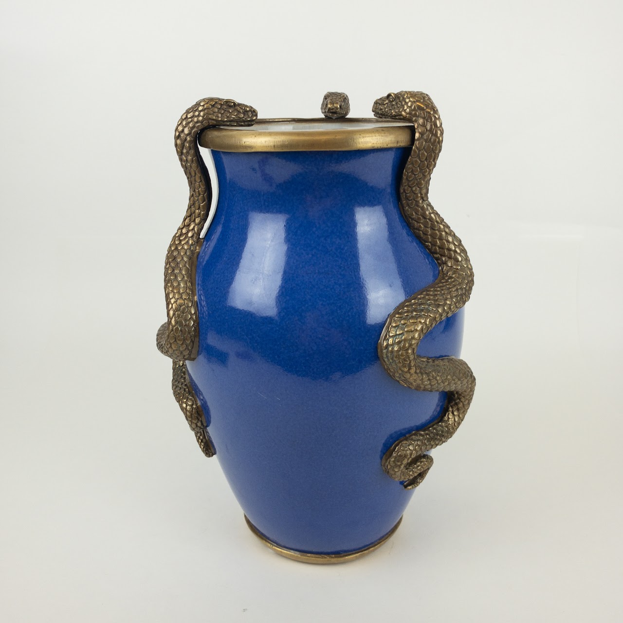 House Of Hackney Brass Snake  Adorned Ceramic Vase